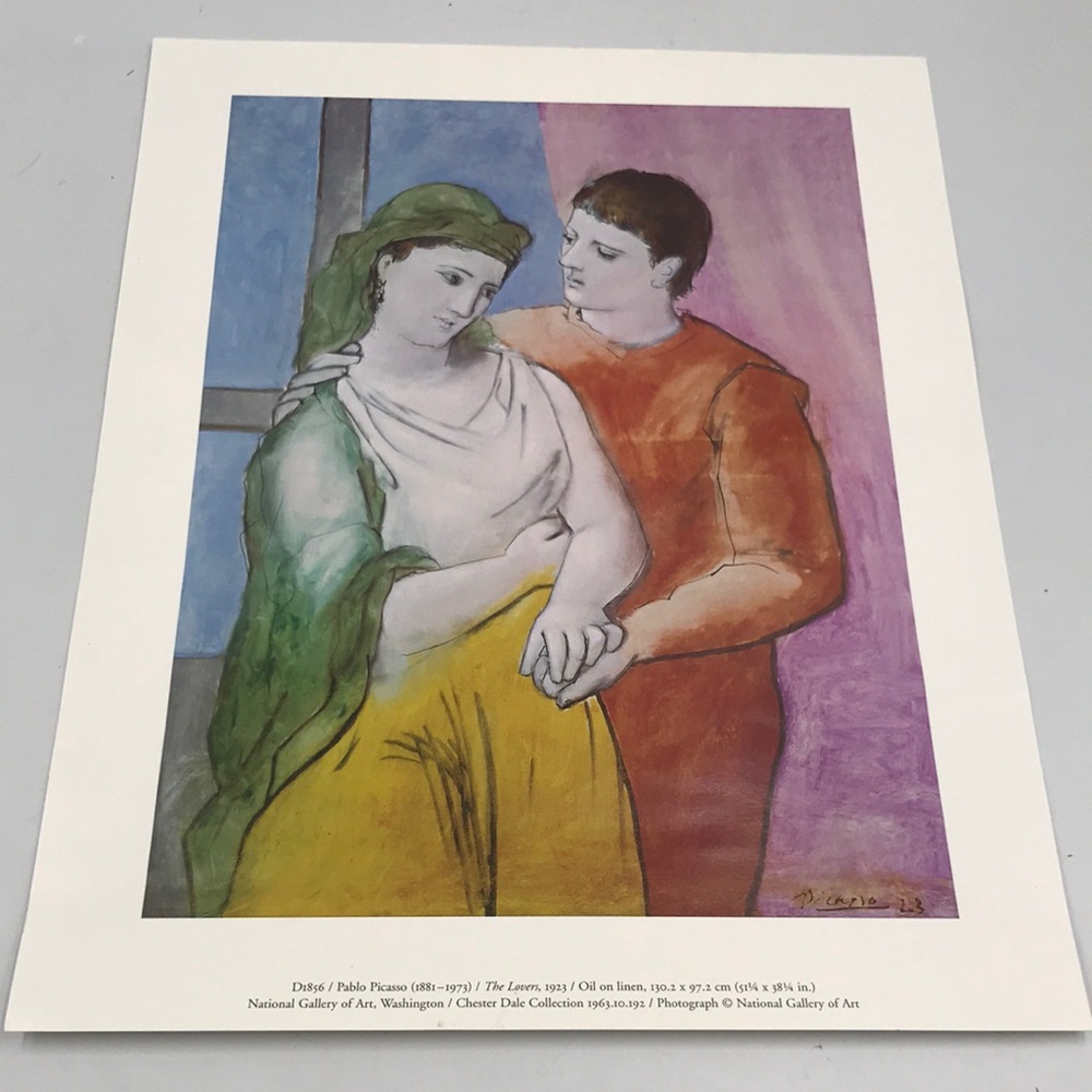 “The Lovers” by Pablo Picasso Colorful Art Print